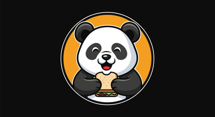Cartoon panda character eating sandwich © Ever