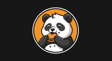 Cartoon panda eating burger illustration © Ever