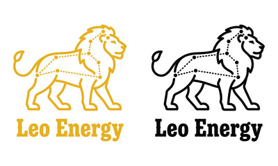 Leo energy symbol with lion constellation and astrology lines © MdRakibul