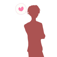 恋する男性　腕組み　シルエット