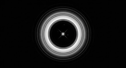 Engraving Style Black Hole and Accretion Disk on Black