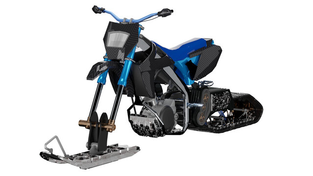 Detailed view of a free sdc snowbike motor in 3D render