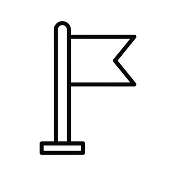 Simple black and white illustration of a flag on a pole with a base plate