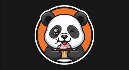 Cartoon panda enjoying a cupcake © Star