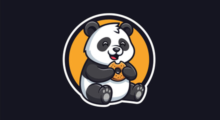 Cartoon panda enjoying a donut © Star