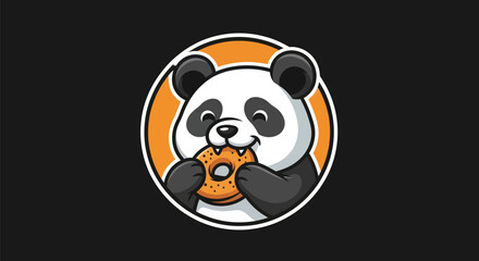 Cartoon panda enjoying a donut © Star