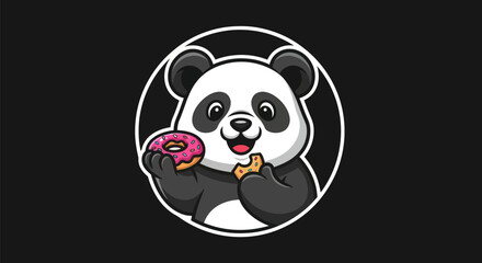 Cartoon panda enjoying a donut treat © Star