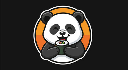 Cartoon panda eating sushi roll © Star