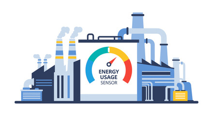 Obraz premium Industrial Energy Usage Sensor Displaying High Consumption in Factory Setting - Smart Monitoring for Efficiency & Sustainability