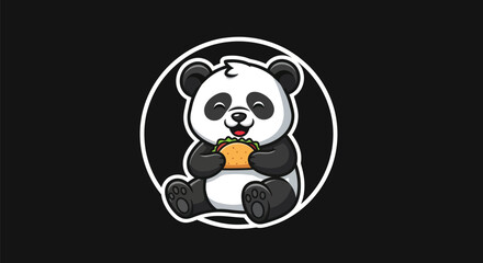 Cartoon panda eating taco illustration © Star