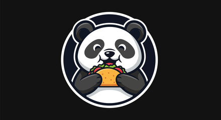 Cartoon panda eating taco illustration © Star