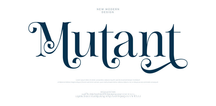 The word Mutant in decorative blue font on white background