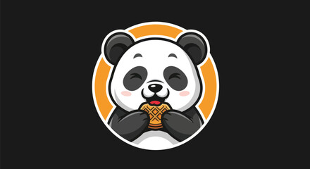 Cartoon panda eating waffle illustration © Star