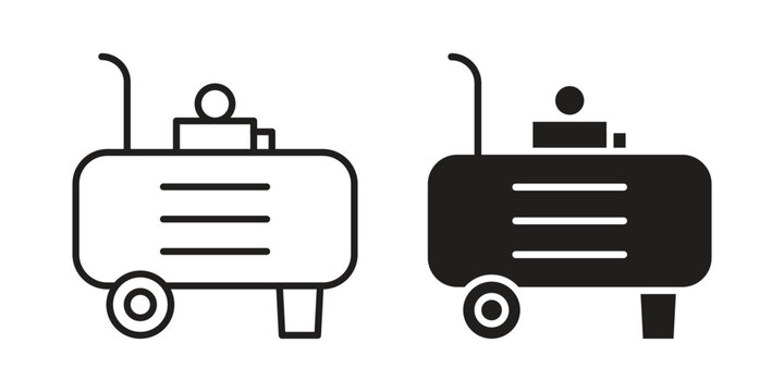 Compressor icon with editable stroke and solid design vectors