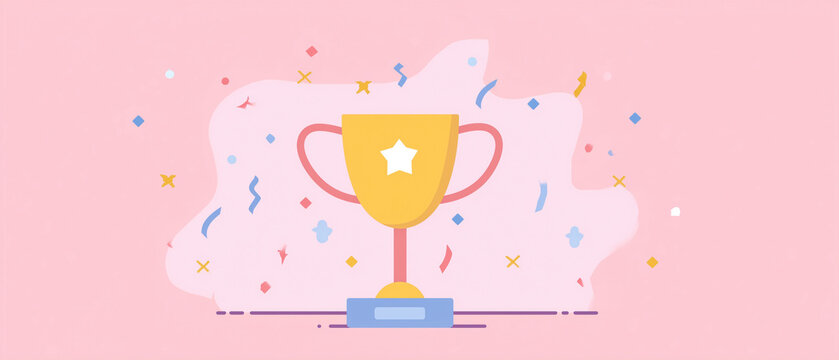 Ilustra&ccedil;&atilde;o de trof&eacute;u simbolizando vit&oacute;ria, conquista e reconhecimento em competi&ccedil;&otilde;es, com destaque para sucesso, m&eacute;rito e celebra&ccedil;&atilde;o de resultados