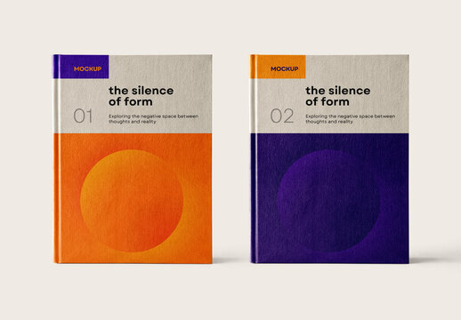 Two Hardcover Book Cover Variations Mockup with Editable Background