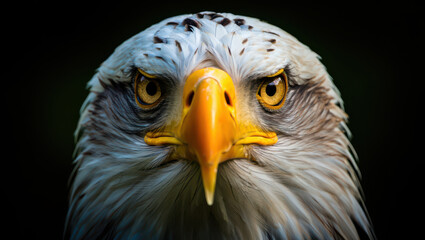 Fototapeta premium Closeup portrait of a white eagle with yellow eyes and beak