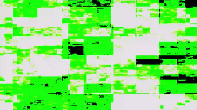 Digital glitch noise overlay animation, TV screen static stripes distortion, retro futuristic signal damage with dead pixels, abstract tech background for video editing transitions and logo reveal 4K