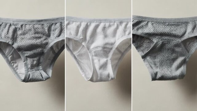 Medium shot of breathable underwear gusset showcasing mesh knit zones for enhanced airflow and allday comfort against a neutral background. Medium shot focusing on absorbent