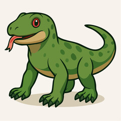 Fototapeta premium Green Lizard Character Illustration - Cute Reptile with Tongue Out, Cartoon Animal Vector 