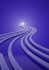 Abstract Blue Light Trails Leading to Bright Light Source Upward