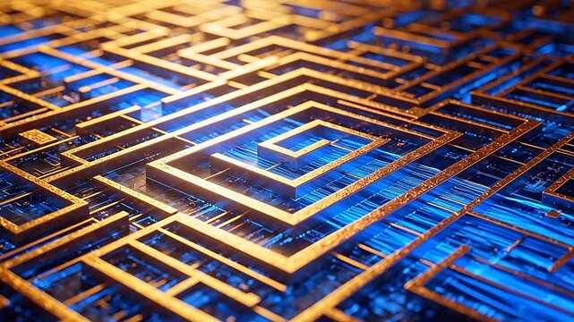 Circuit board pattern with glowing lines