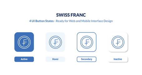 swiss franc 4-state UI button. Outline icon kit from e commerce and payment collection. Thin linear swiss franc, cash, swiss editable vector. Minimal swiss franc sign for web and mobile interface
