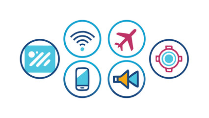Obraz premium Modern technology and travel icons for business and lifestyle
