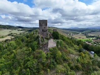 Ruins of the Cathar castle of Puivert in France