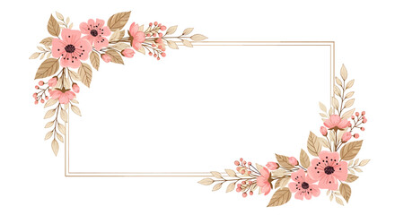 Obraz premium Floral Wreath Frame with Pink Flowers.