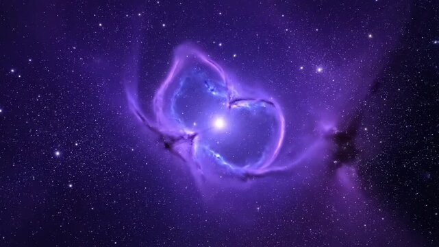 Deep space nebula, bright star cluster, glowing cosmos, purple stellar nursery
