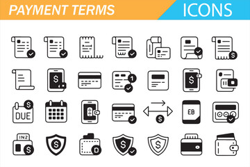 Money Transaction and Billing Icon Set for Financial Platforms