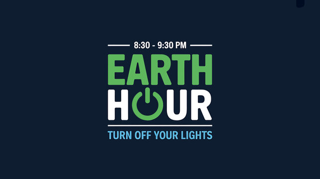 Earth Hour campaign logo with clock and light switch  turn off lights