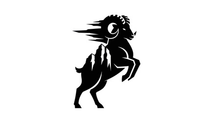 Obraz premium Ram silhouette with mountain graphic