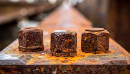 Close up photo of rusty iron on blurry background