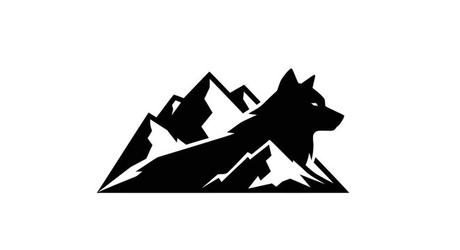Silhouette wolf mountain logo