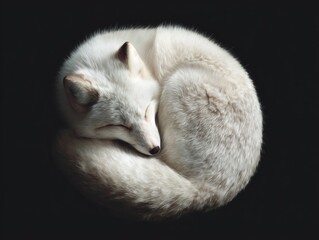 Fototapeta premium Baby red fox sleeping tightly coiled up.