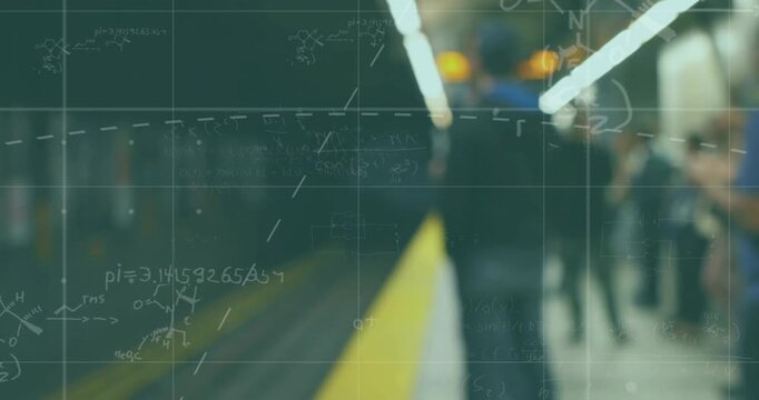 Amber lights appearing, grid fading in while marks growing and silhouette shifting, showing math