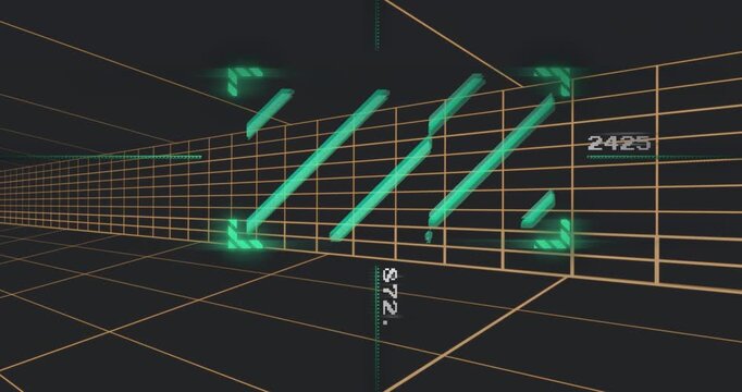 12 shots showing neon corridor, cyan bars, comparing readouts and deducing missing right for tech