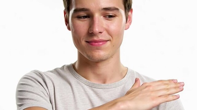 Man blowing a kiss gesture of affection against white background