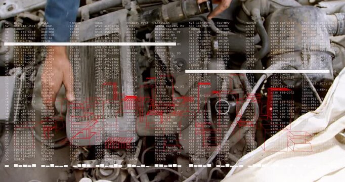 Tech hands entering pulling cooler hose lifting cover revealing intake servicing overlay scrolling