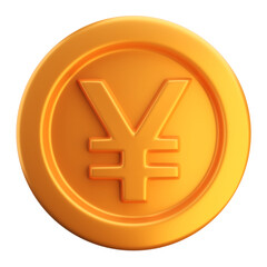 Obraz premium 3D Gold yen coin, Japanese currency. Realistic money icon, finance symbol