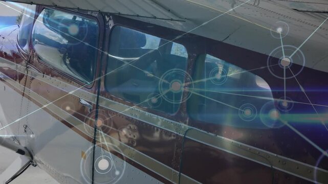 Left prop plane side showing overlay appearing, expanding while camera panning to show system links