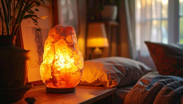 Cozy Bedroom with Himalayan Salt Lamp.