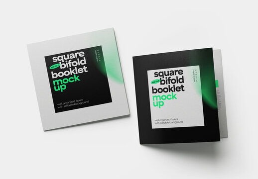 Square Bifold Booklet Mockup for Editorial Design