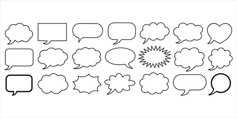 Assortment of Speech Bubbles and Thought Bubbles in Various Shapes and Styles comic conversation