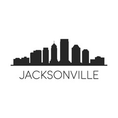 Fototapeta premium Jacksonville skyline silhouette with city name displayed below it
