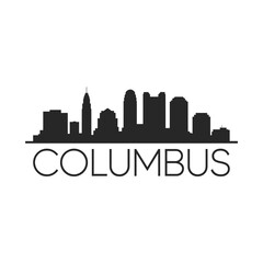 Fototapeta premium Silhouette of columbus skyline with city name typography below