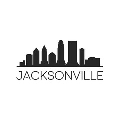 Obraz premium Jacksonville skyline silhouette with city name typography below