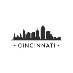 Fototapeta premium A black silhouette of the cincinnati skyline with city name below
